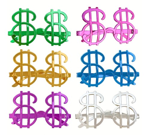 Dolar Şekilli Metalize Parti Gözlüğü 6 Adet