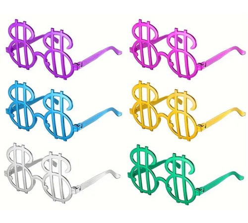 Dolar Şekilli Metalize Parti Gözlüğü 6 Adet