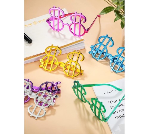 Dolar Şekilli Metalize Parti Gözlüğü 6 Adet