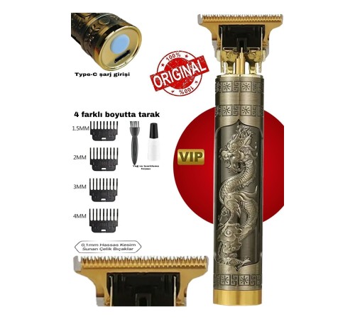 Dragon Çelik Kasa Profesyonel Saç Sakal Ense Çizim Tüm Vücut Tüyü Lazer Öncesi Tıraş Makinesi