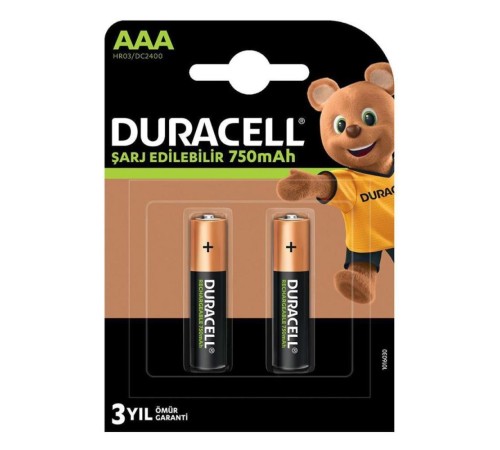 Duracell 1.2V 750 MAh AAA Şarjlı Kalem Pil 2li