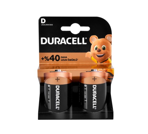 Duracell Alkalin Büyük Boy D Pil 2li