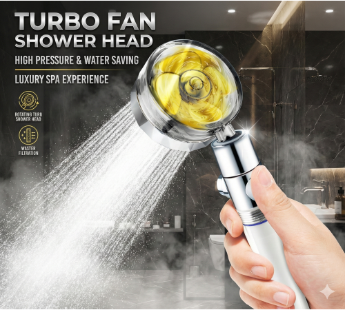 Duş Başlığı Turbo Pervaneli Serinletici Tasarım