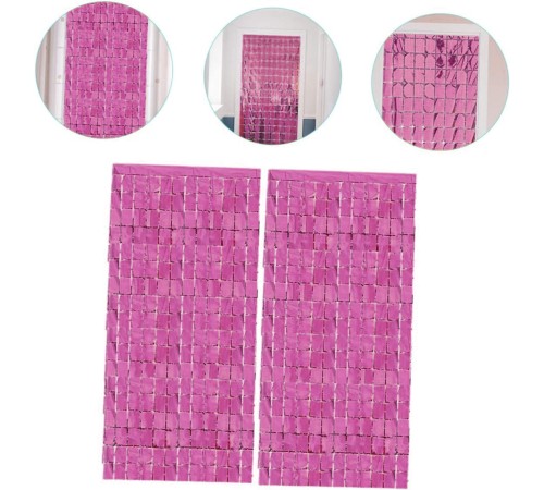 Ekstra Metalize Rose Gold Renk Disko Dikdörtgen Kesim Kapı Perdesi Dekorasyon 1x2 Metre