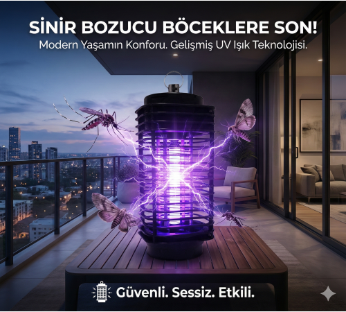 Elektrikli Sinek Öldürücü Cihaz Cız Lamba Mor Işık