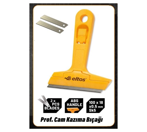 Eltos Çok Fonksiyonlu Profesyonel Cam Kazıma Bıçağı 2 Adet Yedek Bıçak Hediyeli
