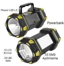 F.B.I F-262 Yeni Güçlü Çift Taraflı Taşınabilir Spot Ve Işıldak USB Powerbank Şarjlı Fener