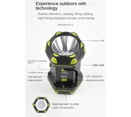 F.B.I F-262 Yeni Güçlü Çift Taraflı Taşınabilir Spot Ve Işıldak USB Powerbank Şarjlı Fener