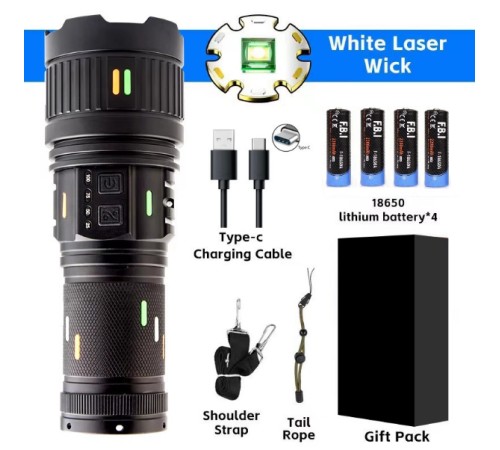 F.B.I Pro F-3001 Alüminyum TG LED Güç Göstergeli Type-C Şarjlı El Feneri 100 W