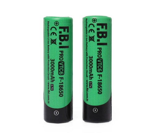 F.B.I VTC6 18650 3.7V 3000mAh 30A Li-ion Şarjlı Pil + Pil Taşıma Kutusu 2'li SET