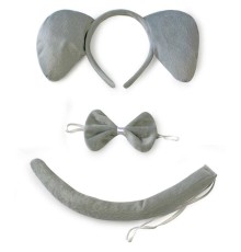 Fil Kostümü Aksesuar Seti 3 lü - Taç Papyon Kuyruk