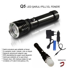 Flaşörlü Uzun Mesafeli Şarjlı Pilli Mıknatıslı EL Feneri Wt-282