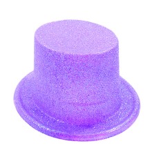 Floresan Mor Renk Simli Uzun Fötr Melon Şapka 12 cm