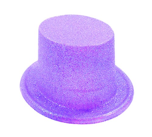 Floresan Mor Renk Simli Uzun Fötr Melon Şapka 12 cm