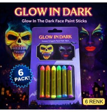 Fosforlu Glow Parti Boyası 6’lı – Karanlıkta Parlayan Yüz Boyası