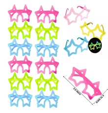 Fosforlu Yıldız Model Glow Parti Gözlüğü Karanlıkta Yanan Gözlükler 12 Adet