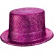 Fuşya Pembe Renk Parıltılı Simli Fötr Silindir Parti Şapkası