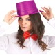 Fuşya Pembe Renk Parıltılı Simli Fötr Silindir Parti Şapkası