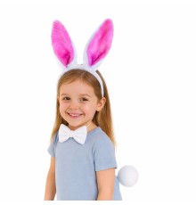 Fuşya Pembe Tavşan Kulak Papyon Kuyruk 3'lü Parti Seti