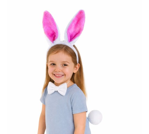 Fuşya Pembe Tavşan Kulak Papyon Kuyruk 3'lü Parti Seti