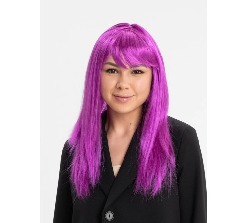 Fuşya Renk Düz Kesim Uzun Parti Peruğu Takma Saç