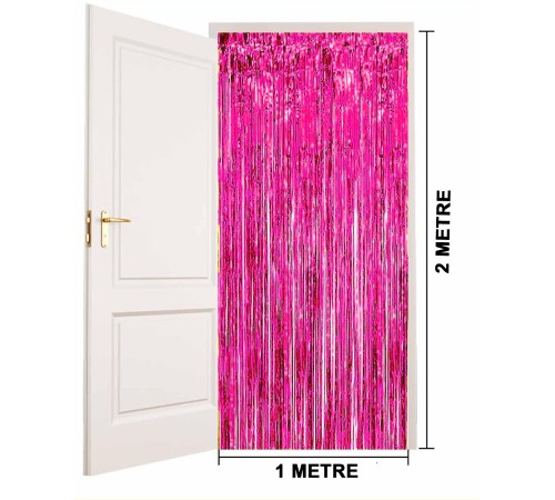 Fuşya Renk Ekstra Metalize Parlak Saçaklı Arka Fon Perde İthal A Kalite 1x2 Metre