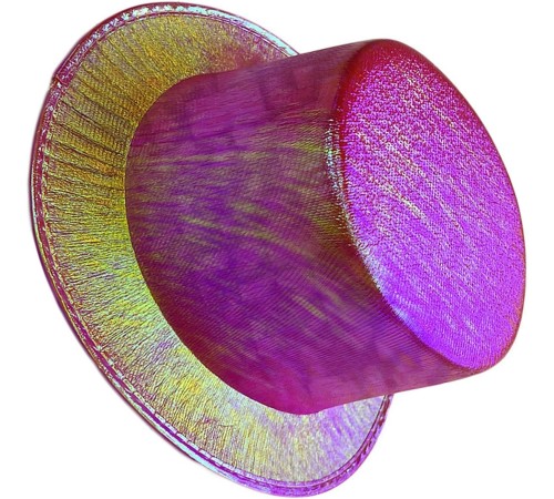 Fuşya Renk Işıltılı Hologram Kumaş Kaplama Fötr Silindir Şapka Yetişkin Boy