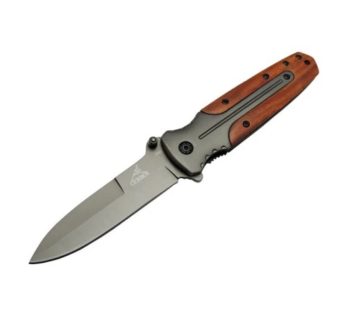 GB DA59 Avcı Tip Kamp Çakısı 21 cm - Metal &amp;amp; Ahşap Sap, Kemerlikli