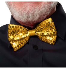 Gece Işıltısı Altın Payetli Pullu Papyon 7x2 cm