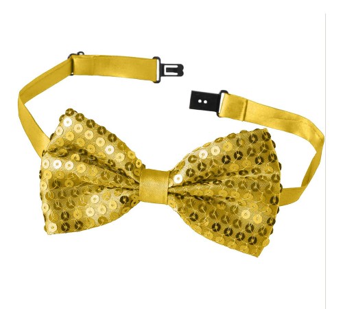 Gece Işıltısı Altın Payetli Pullu Papyon 7x2 cm