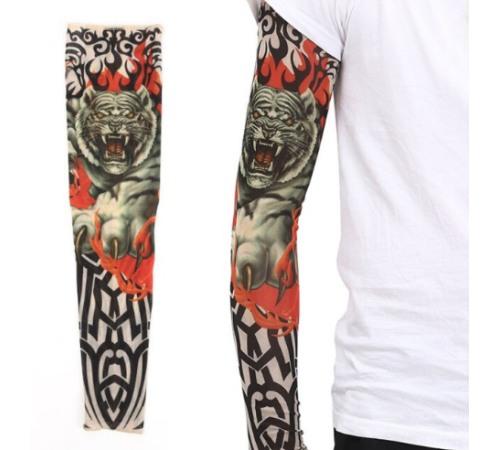 Giyilebilir Kol Dövmesi Çorap Dövme 3D Baskılı Kol Bacak Dövme 2 Adet Model 8