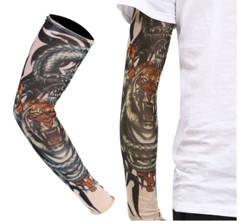 Giyilebilir Kol Dövmesi Çorap Dövme 3D Baskılı Kol Bacak Dövme 2 Adet Model 3