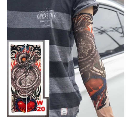 Giyilebilir Kol Dövmesi Çorap Dövme 3D Baskılı Kol Bacak Dövme 2 Adet Model 7