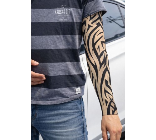 Giyilebilir Kol Dövmesi Çorap Dövme 3D Baskılı Kol Bacak Dövme 2 Adet Model 2