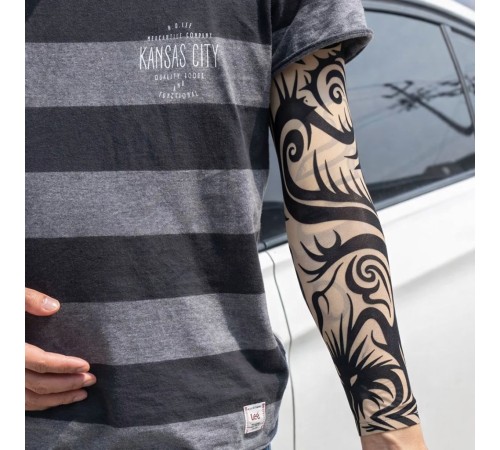 Giyilebilir Kol Dövmesi Çorap Dövme 3D Baskılı Kol Bacak Dövme 2 Adet Model 15