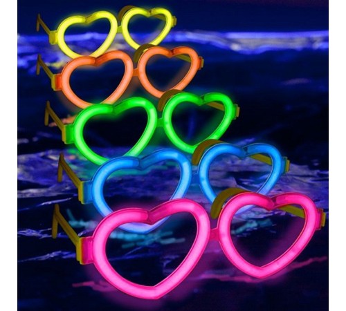 Glow Kalpli Fosforlu Gözlük 6’lı Renkli Set – Neon Parti
