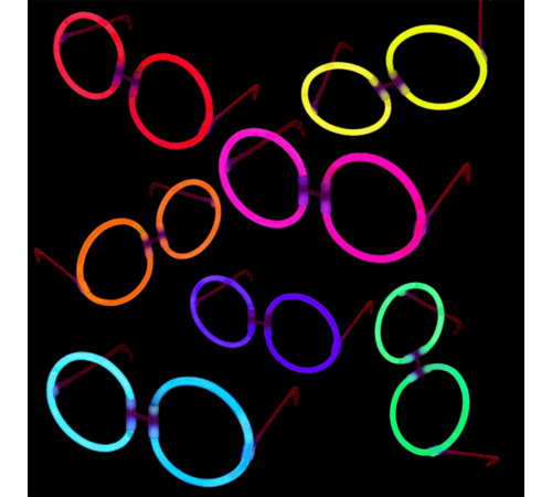 Glow Parti Gözlüğü Glow Partisi Yuvarlak Şekilli Fosforlu Gözlük 6 Adet