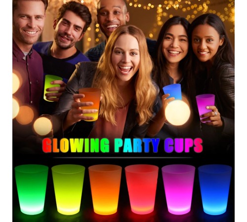 Glow Partisi Bardakları 6 Renk 6 Adet 1.5 oz 4.5 x 6.5 cm