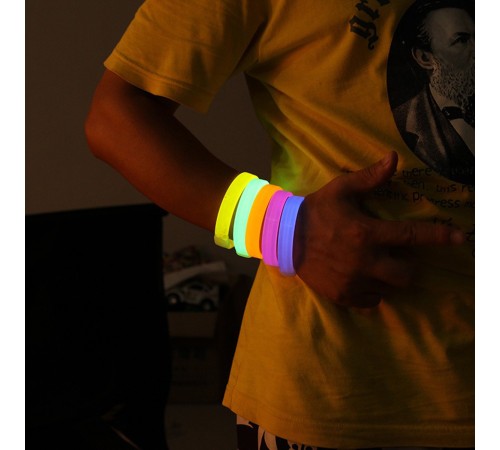 Glow Partisi Fosforlu Ekstra Kalın Bileklik 6 Renk 6’lı Set – Baskı Yapılabilir
