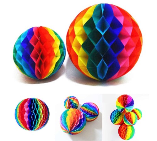 Gökkuşağı Renkli 30 cm Rengarenk Kağıt Süs Fener 1 Adet