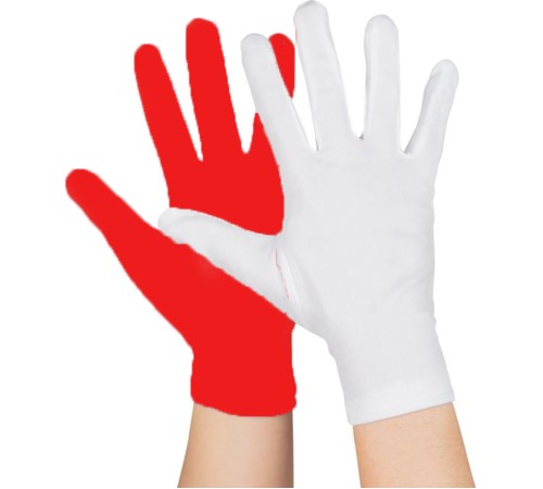 Gösteriler İçin 1 Çift Kırmızı Beyaz Pandomim Eldiveni Çocuk Boy