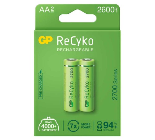 GP ReCyko 2600mAh AA Şarj Edilebilir Kalem Pil 2'lİ Paket