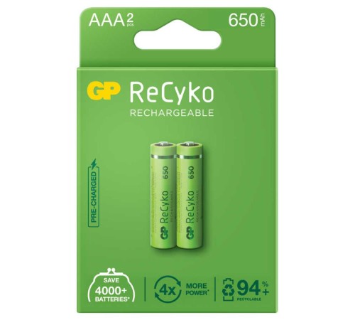 GP ReCyko 650mAh AAA Şarj Edilebilir İnce Kalem Pil 2'li Paket