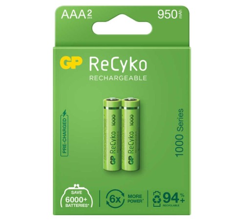 GP ReCyko 950mAh AAA Şarj Edilebilir İnce Kalem Pil 2'li Paket