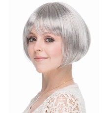 Gri Gümüş Renk Düz Kesim Astarlı Küt Parti Peruğu
