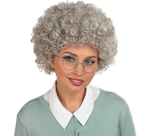 Gri Renk Kabarık Bonus Peruk Afro Takma Saç