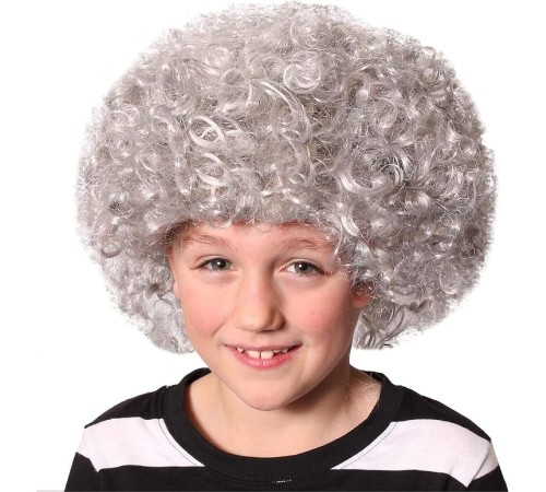 Gri Renk Kabarık Bonus Peruk Afro Takma Saç