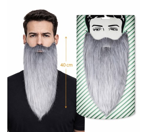 Gri Renk Lastikli Uzun Takma Sakal 40 cm