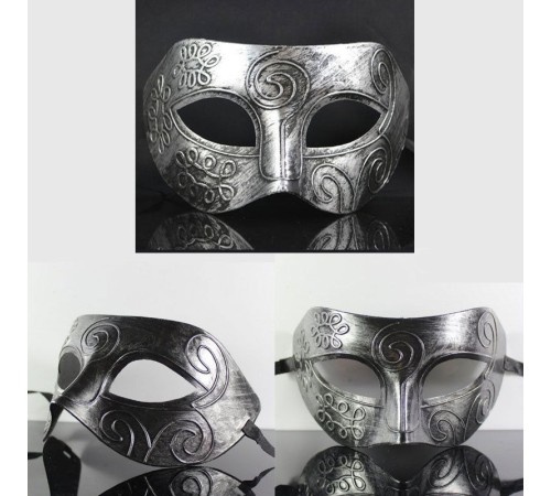 Gümüş Eskitme Yüz Maskesi - Antik Tarz Balo Maskesi