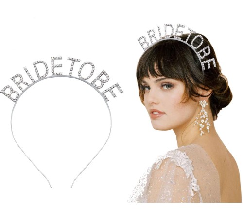 Gümüş Kaplama Kristal Taşlı Bride To Be Gelin Tacı 16x17 cm